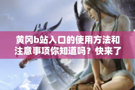 黄冈b站入口的使用方法和注意事项你知道吗？快来了解一下！
