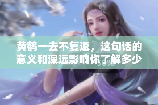 黄鹤一去不复返，这句话的意义和深远影响你了解多少呢