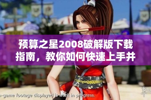 预算之星2008破解版下载指南，教你如何快速上手并优化预算管理流